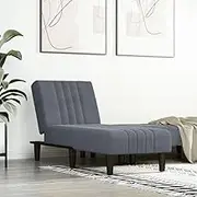 Chaise Longue Dark Grey Velvet Reclining Sofa Chair with Convertible Multifunctional Couch Bed, Upholstered Fainting Lounge, Ideal for Living Room & Bedroom, Sturdy Plywood Frame