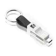 3 in 1 USB to 8 Pin + Micro USB + USB-C / Type-C Magnetic Charging & Data Cable with Keychain