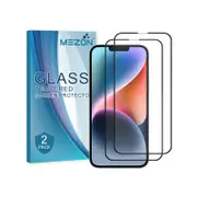 2 Pack MEZON iPhone 14 (6.1") Full Cover Tempered Glass Screen Protectors