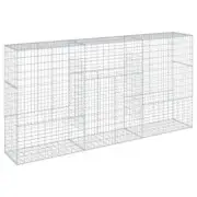 Gabion Basket with Cover 300x50x150cm Iron Wire Wall Cage Fence Fencing