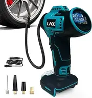 Battery Compressor for Makita 18 V Battery, 11 Bar Car Tyre Air Pump with Automatic Shut-off and Pressure Gauge, 160 PSI Portable Bicycle Pump Air Compressor with 12 V Car Power Cable for Car