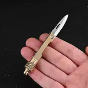 Mini Brass Decompression Foldable Knife Outdoor EDC Portable Cutter Keychain