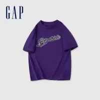 在飛比找momo購物網優惠-【GAP】男裝 Logo純棉印花圓領短袖T恤-紫色(8858