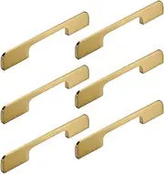 Drawer Pull, Brass Cabinet Handles Fashion Cupboard Handles Gold Furniture Handles Wardrobe Handlees Bar Door Handle Bedroom Bathroom Dresser Handlees, 6 Pack (Hole Centers:192mm,Gold) Gold Hole (Col