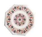 18" Marble side Table Top Floral Inlay Semi Precious Stones floral Handmade art