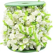 Rose Pearl Leaf String Beads Garland Ribbon for Wedding Party Home Crafts Decoration DIY Accessory Gift Wrapping (Color : A)