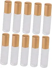 OFFIGAM 10pcs Glass Roller Bottles for Essential Oils and Makeup Travel Rhombus Grain Containers and Refillable Liquid Dispensers for Perfumes and Oils