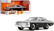 Jada Toys Bigtime Muscle 1:24 1967 Chevrolet Impala SS – Opening Doors, Hood, Trunk, Rubber Tires(Candy Silver/Black)