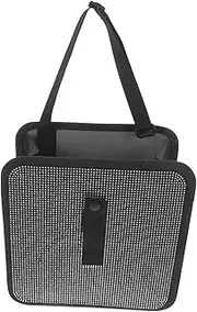 MUCKLILY Foldable Car Seat Organizer with Rhinestone Decor Leakproof Backseat Storage Stylish Trash Can for Vehicle Convenient Hanging Design Car Holder