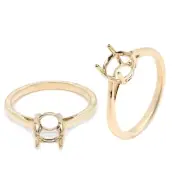 Minimalist Round 7mm Solitaire Ring Semi Mount In 14k Yellow Gold (51877-1)