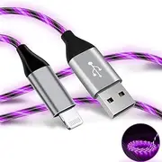 Light Up iPhone Charger Cable LED iPhone Charger Cord Apple MFi Certified Cool USB Fast Charging for iPhone 14 13 12 11 Pro Max XR X SE 8 Plus iPad iPod Touch More (Purple, 3 ft)