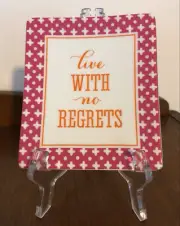 New Stacy Claire Boyd Trinket Tray “Live With No Regrets” Pink Orange Nice Gift