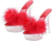 [VALICLUD] Fashionable Women's Platform Shoes High-Heeled Red Crystal and Fake Detail