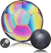 Holographic Soccer Ball, for Night Training or Gaming Reflective Glowing Soccer Ball, Reflective Soccer Size 4 Size 5,Ideal Gift (Size 4)