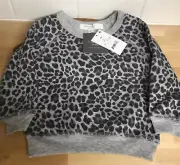 Toddler Girls Sweatshirt Leopard Animal Print 18 M Grayson Mini Lightweight NEW