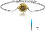 Sunflower/Tree of Life Urn Bracelet for Ashes 925 Sterling Silver Sunflower/Tree
