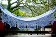 Light Blue Handmade Cotton Hammock Brazilian Macrame 14ft x 5ft House Decor