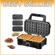 Powerful Sandwich Maker with Interchangeable Plates - Fast Cooking & Safe Design