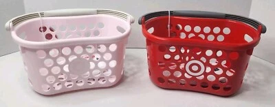 Target Mini Toy Shopping Basket Lot/Bundle w/ Basket & Toy Phone - Red And Pink