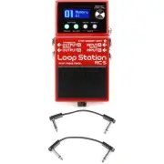 Boss RC-5 Loop Station Compact Phrase Recorder Pedal with EBS Patch Cables