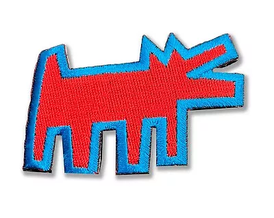 KEITH HARING POP SHOP Original Vintage 1980s Patch Red Barking Dog Rare