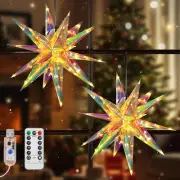 Christmas Tree Topper, 2 Pack 3D Moravian Star Tree Topper with 6H Timer, 8 Mode