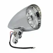 Motorcycle Chrome Visor Headlight Lamp For Bobber Chopper Dyna 12V