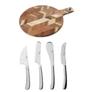 Davis & Waddell Cutting Board and Stainless Steel Cheese Knife Set of 4