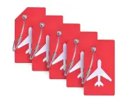 5Pcs Silicone Luggage Tag With Name ID Card Suitcase Labels Red