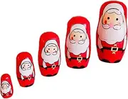 SUNYINA Santa Claus Matryoshka Russian Christmas Dolls Wooden Nesting Santa Matryoshka Christmas Decoration 5 Pieces Russian Christmas Nesting Doll
