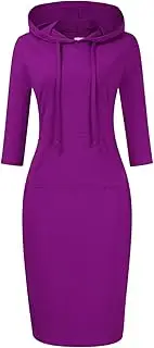 [Clearlove] Women's Stripe Pocket Knee Length Slim Pullover Hoodie Dress