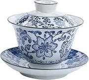 OFFSCH 1 Set Chinese Style Ceramic Tea Cup Traditional Gaiwan for Oolong Puer and Black Tea Elegant Tearoom Cups for Home Bar or Restaurant Use