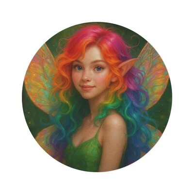 Whimsical Fairy Round Rug, Colorful Home Decor, Bohemian Area Rug, Kids Room