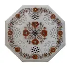 15" Marble side corner Table Top handmade semi precious stone floral Inlay art