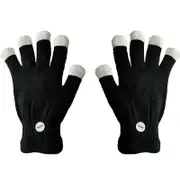 1 Pair Rave Party Glow Games Night Mode Glove Rainbow Flow LED Light Black Glove