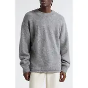 Jacquemus Le Pull Jacquard Logo Brushed Alpaca & Merino Wool Blend Sweater in Grey at Nordstrom, Size Medium