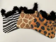 Set/3 Fabulous New Animal Print Gift Bags Zebra Giraffe Leopard Boa Handles