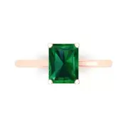 2ct Emerald Cut Emerald Stone Wedding Promise Engagement Ring 14k Rose Real Gold