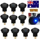 10x 12V Car Round Rocker Dot Boat Switch Blue LED Light Toggle ON/OFF Switch 16A