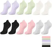 [HANHOST] 6 Pairs Grip Pilates Socks for Women - Anti-Slip Yoga Socks with Grips(Standard Size)