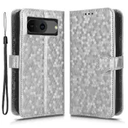 For Google Pixel 8 Stand Imprinted Dot Pattern Phone Cover Phone Wallet PU Leather Phone Case