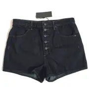 Helmut Lang High Waisted Button Fly Denim Shorts Size 30