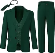 [SANMIO] Boys Suit 4 Piece Slim Fit Boys Suits Jacket Vest Pants Tie for Kids Suits Sets Boy Formal Tuxedo Set