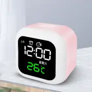 LED Mirror Alarm Clock Pink