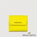 【BRAUN BUFFEL 德國小金牛】台灣總代理 萊納斯 8卡RFID防盜兩折短夾-青檸色(BF835-404-CYL)