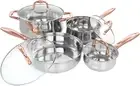 "Gibson Home Bransonville 8-Piece Stainless Steel Cookware Set, Chrome & Bronze"