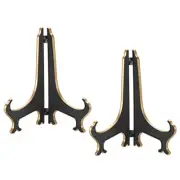 8" Acrylic Plate Stand Holder, 2 Pack Foldable Frame Holder Black Gold