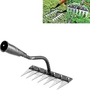 5/6/7/8 Tooth Carbon Steel Garden Weeding Rake, Weed , Garden Metal Heavy Duty, and Weeding Rake, (7 Teeth)