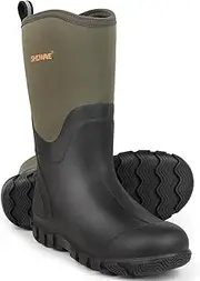 Showave Classic Men's Rubber Boots Waterproof Rain Boots Insulated Neoprene Boots Mud Boots for Farming Hunting Gardening Yard Chore Working