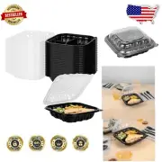 34-Oz Portable Clamshell Takeout Containers - 3 Compartment Meal Prep, 100 Count